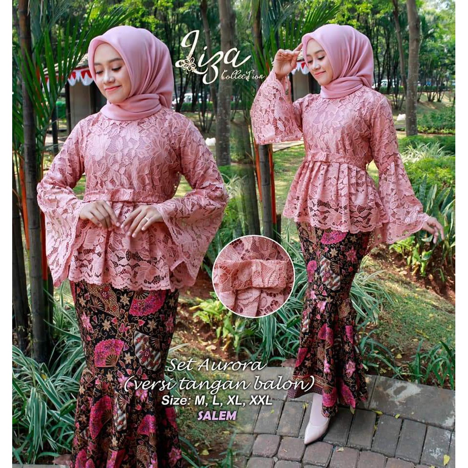 LIZ&gt; TERBARU LOH /ADELIA SHOP - kebaya aurora tangan balon - kebaya pinguin terbaru - brukat aurora