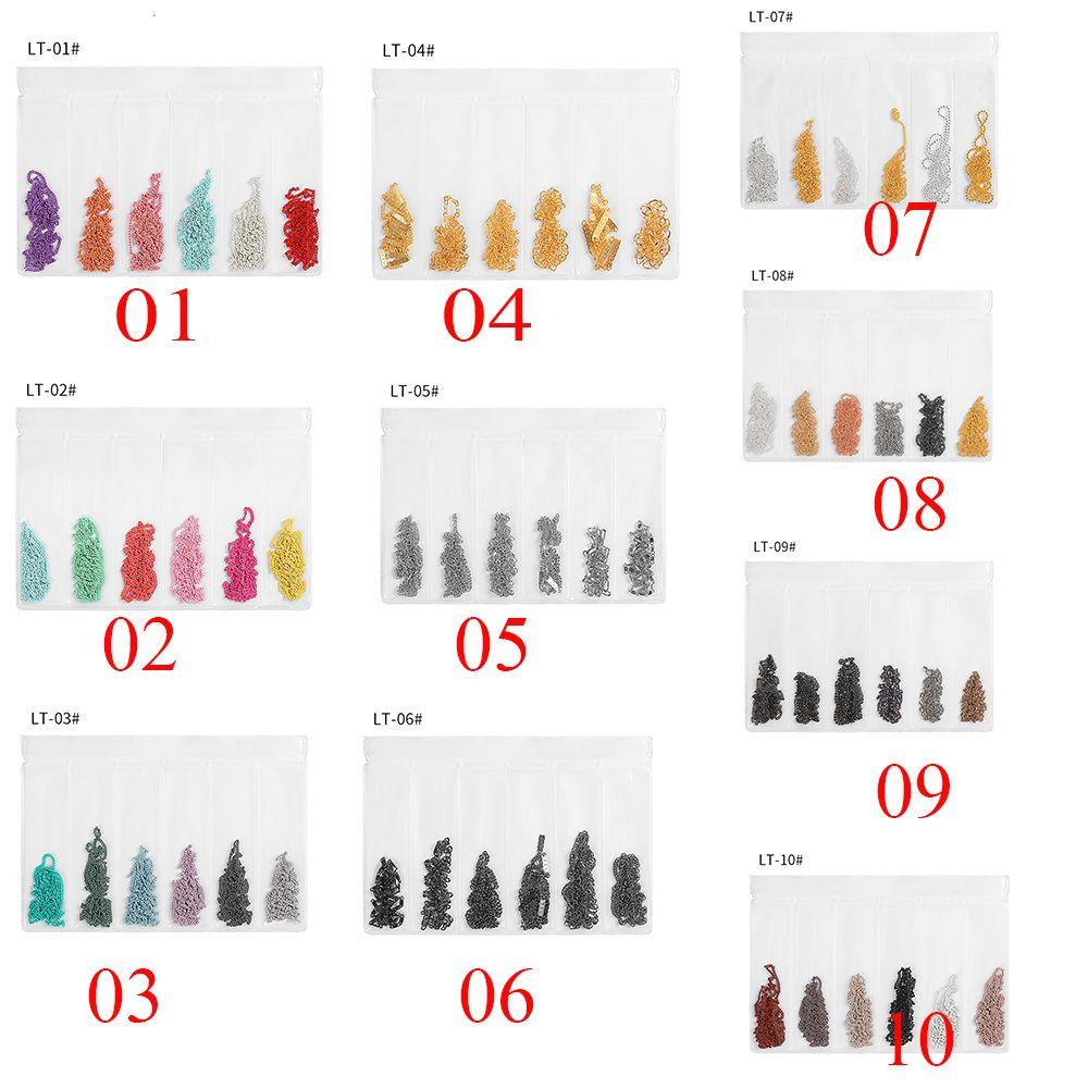 Preva 6desain/pak Nail Art Rantai Logam Dekorasi Perhiasan 3D Punk DIY Manicure