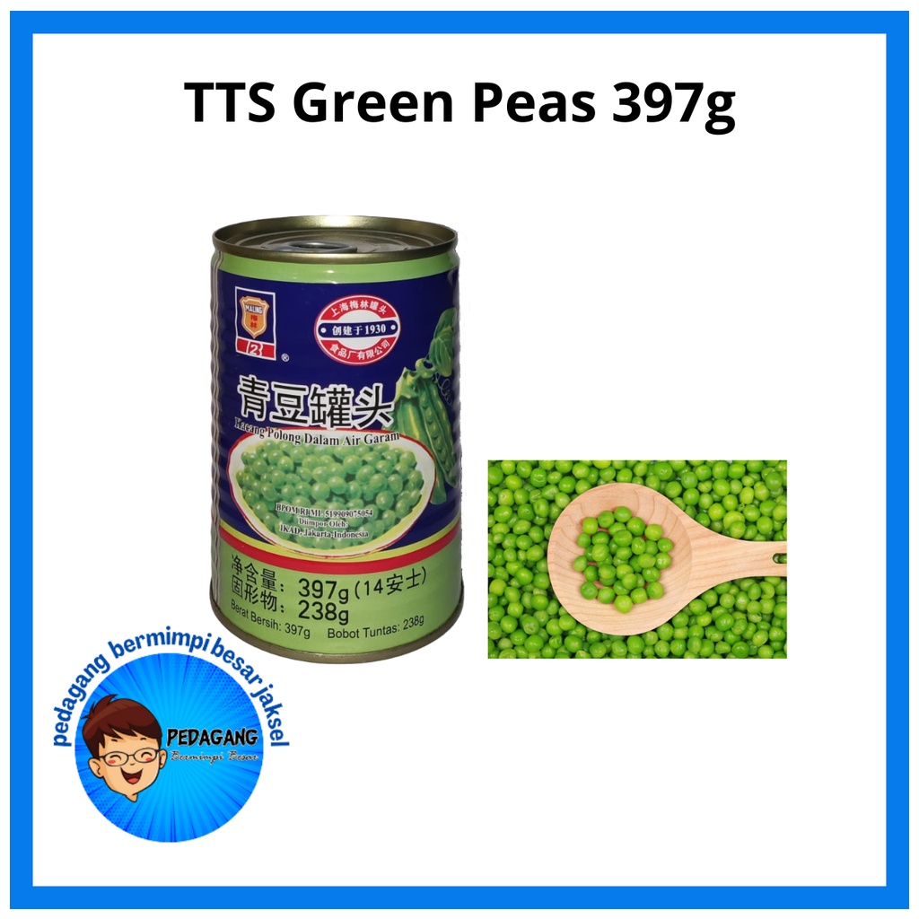 

TTS Green Peasc397g/ Green Peas Kaleng/Kacang Polong Kaleng/Kacang Polong