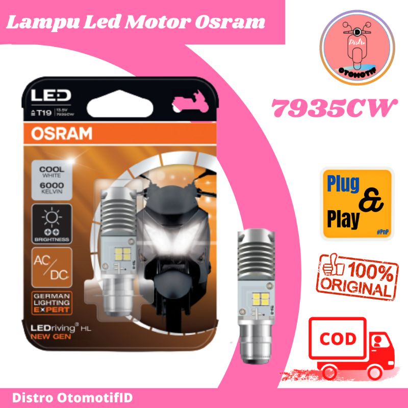 Lampu LED Motor  Osram T19 H6 M5 K1 New Gen Putih  7935CW AC DC Original