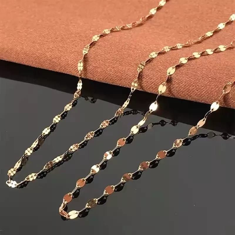 Kalung Titanium 45cm Pria Wanita Emas dan Silver Anti Karat Import Model Pecah Kopi