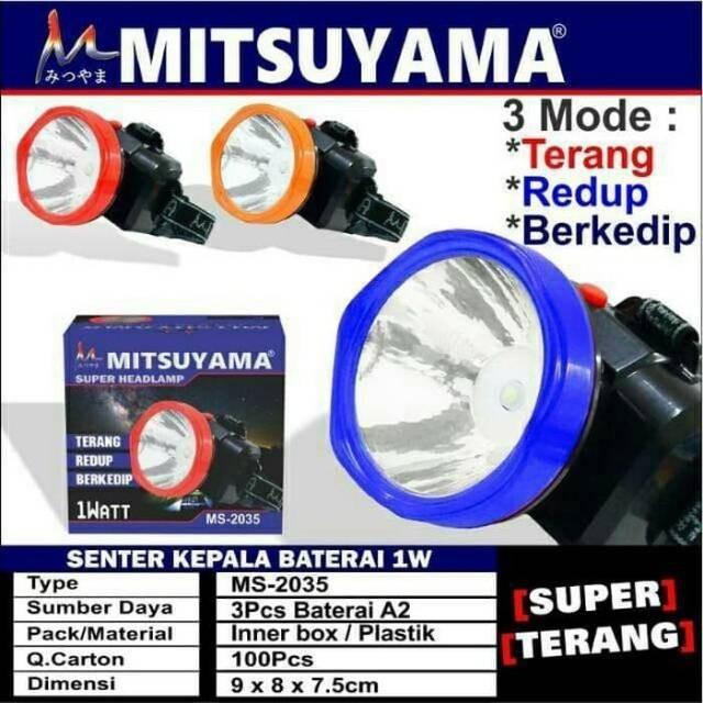 Headlamp Senter Kepala LED Mitsuyama MS-111/MS-111CHG/MS-2035 Berkualitas