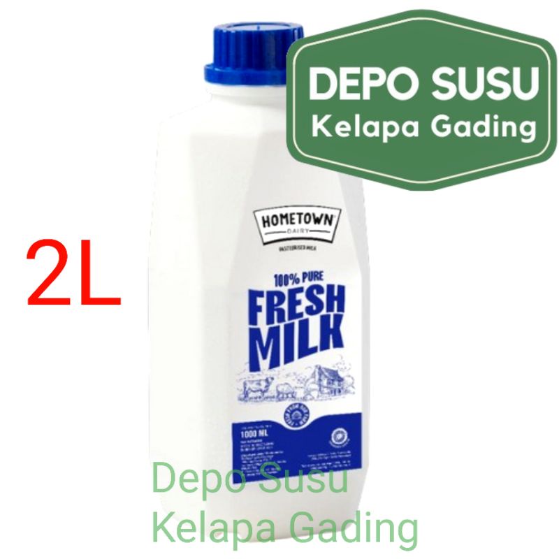 Susu Hometown 2L | Premium Fresh Milk Home Town Susu Sapi Murni Segar 2 liter L