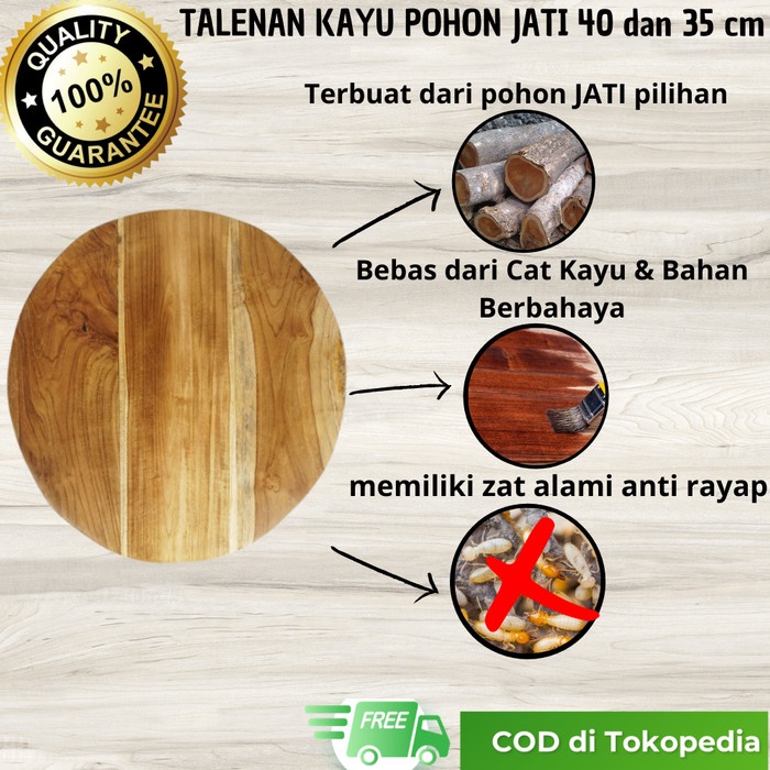 Telenan - Talenan Telenan Tatakan Alas Kayu Jati Bulat Besar Tebal 40 & 35 Cm