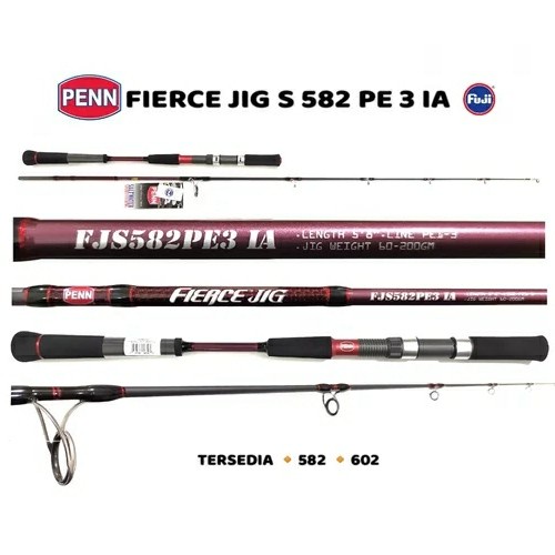 Alat Pancing Joran Pancing PENN Fierce Jig 582 175cm PE 1-3 Jiging Jigging Fuji Pancingan Murah