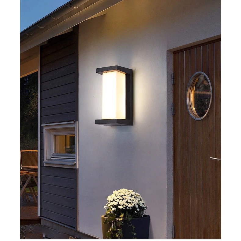 Lampu LED Outdoor Wall Light 18W 26cm Warm White Model H - OWL05H - Black