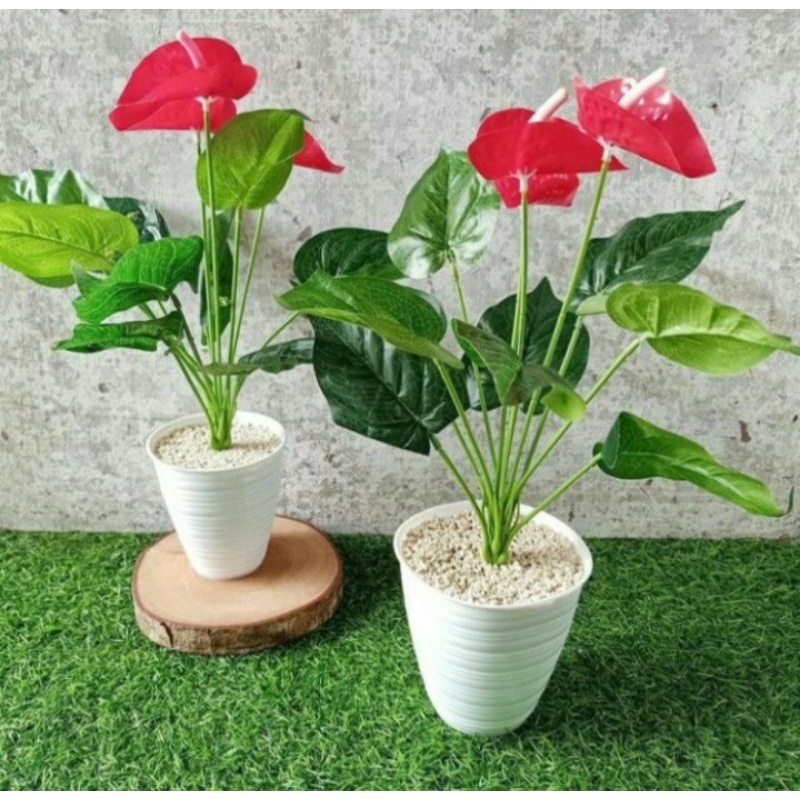 BUNGA ANTHURIUM PALSU BUNGA HIAS ARTIFICIAL DEKORASI RUMAH