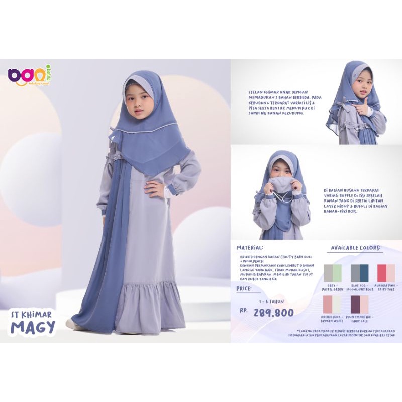 St Khimar magy Bani batuta/baju gamis anak Bani Batuta/gamis anak Rabbani/Khimar anak lucu