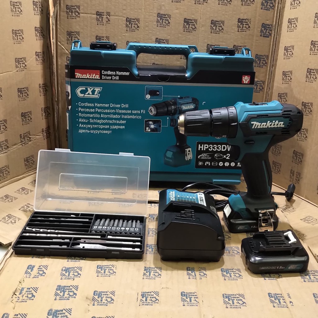 GOYANG HARGA: Paket Mata Bor 21pc Mesin Bor Baterai Cordless Drill Makita HP333D 100%ORIGINAL