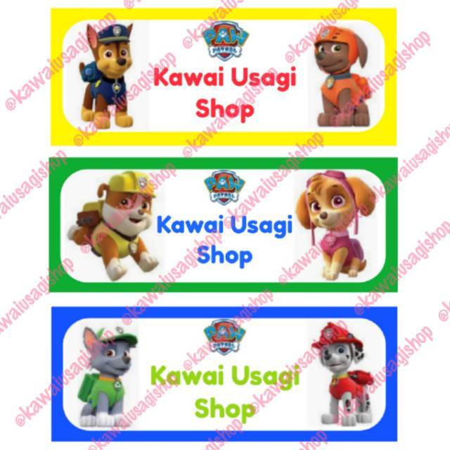 

Stiker label nama custom sticker paw patrol seri A