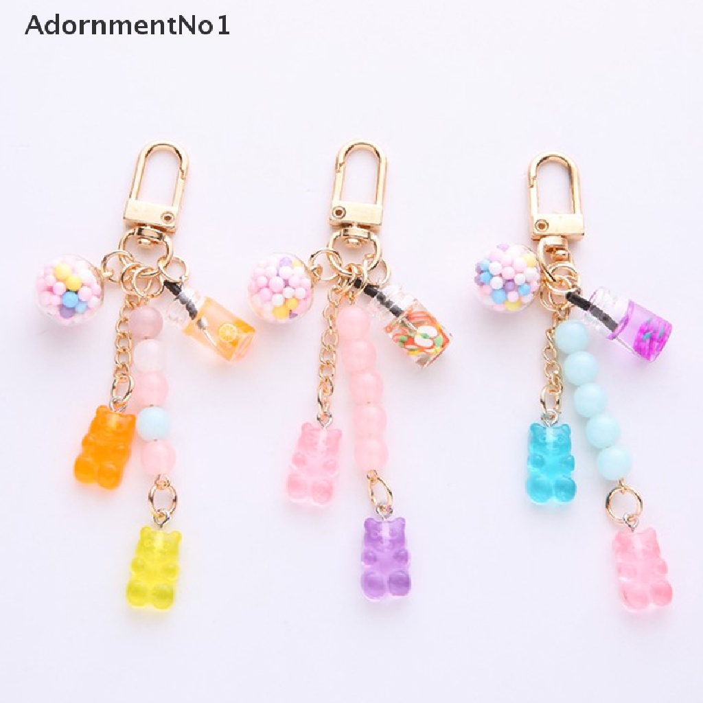 (AdornmentNo1) Gantungan Kunci Bentuk Beruang Lucu Bahan Resin Warna-Warni