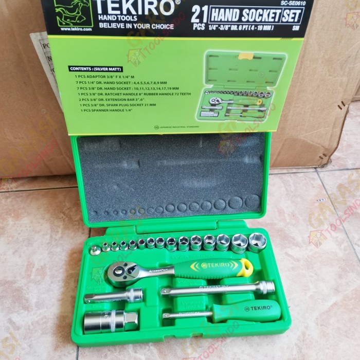kunci sock 21 pcs TEKIRO kunci sok 1/4 - 3/8 kunci shock socket set