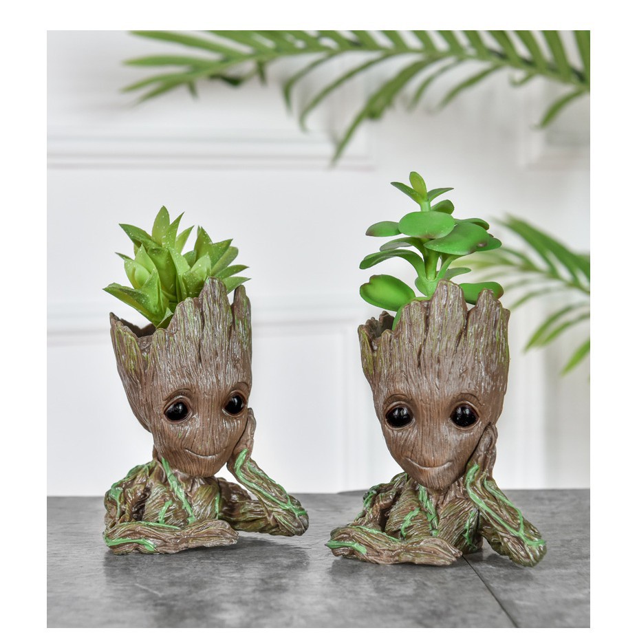 Pot Bunga Baby Groot Pot Bunga Planter Action Figure Manusia Pohon Model Mainan untuk Anak-anak Pemegang Pena Kreatif Taman Bunga Planter Pot