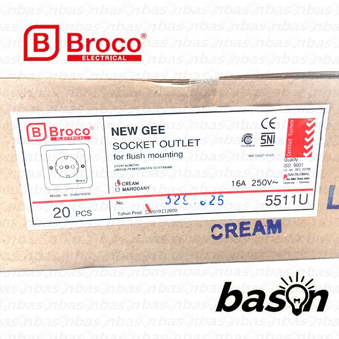 BROCO 5511U Socket Outlet Cream - Stop Kontak Inbow