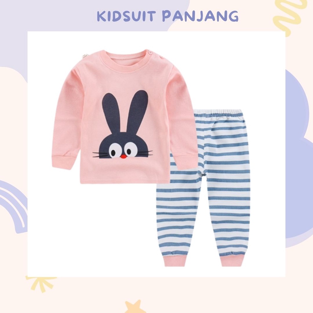 HappyOliver KIDS SUIT PIYAMA PANJANG Setelan Anak Bahan Kaos Celana Berkualitas Import cewek cowok H1A