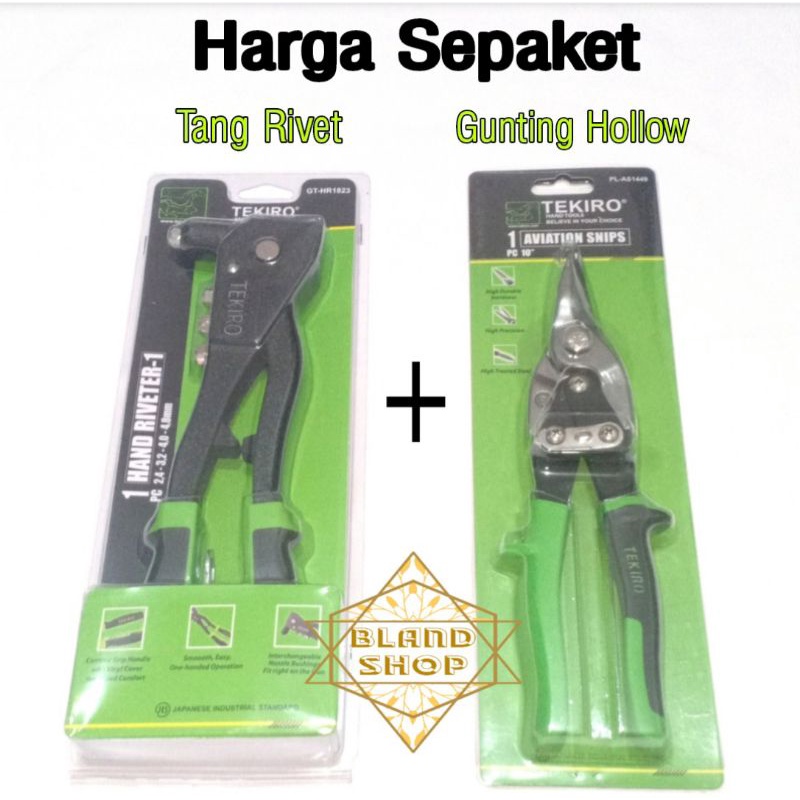 TEKIRO Tang Rivet dan Gunting Hollow Baja Ringan ukuran 10inch-Paket tekiro