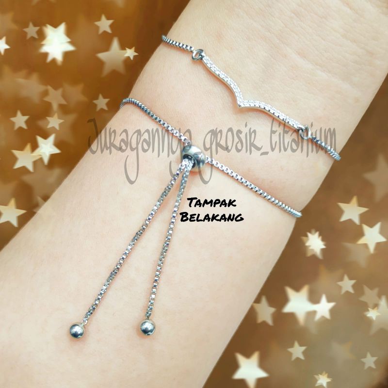 titanium kalung dan gelang fuji full permata elegan perhiasan emas korea anti karat&amp;anti luntur murah berkualitas