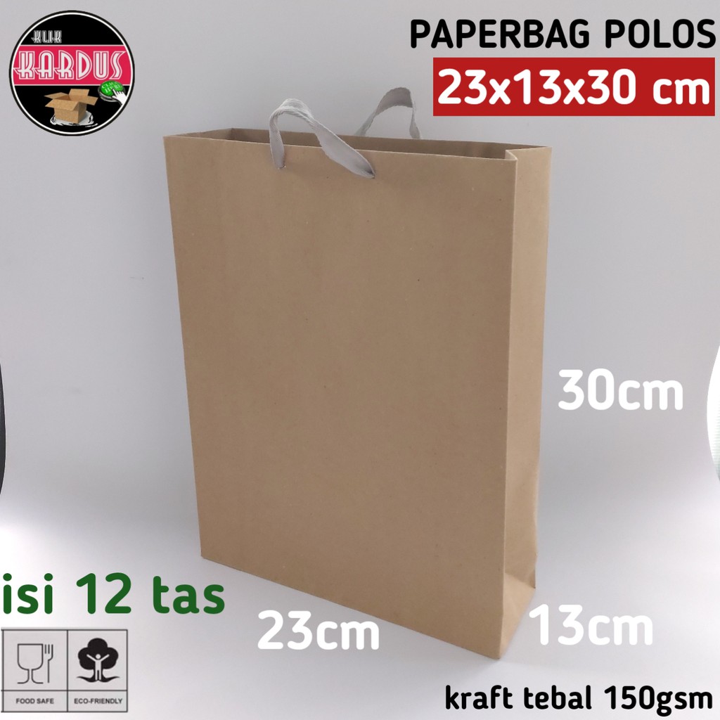 

isi 12 paperbag polos 23x13x30 / kantong kertas / tas kertas paper bag