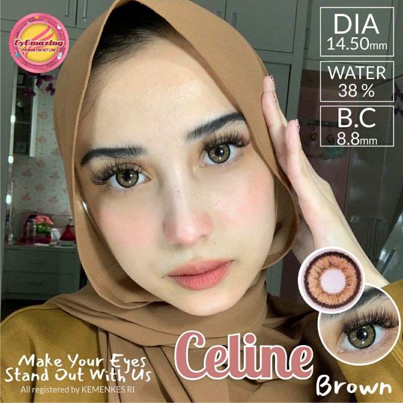 EYEMAZING Softlens - CELINE Brown / Coklat Normal Minus Beda Minus