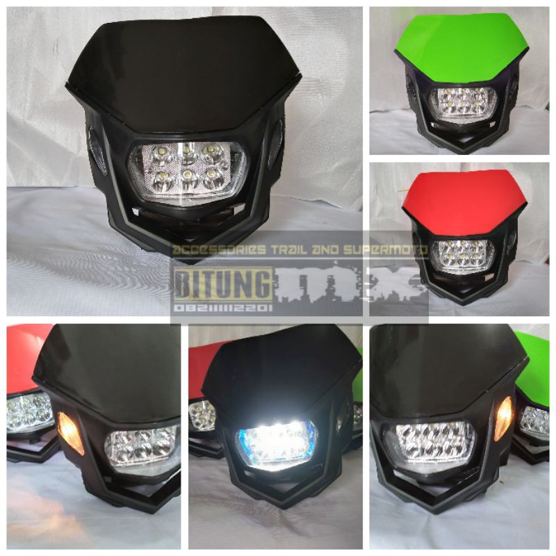 lampu depan polisport Supermoto KLX D-Tracker crf wr LED 6 mata + sein