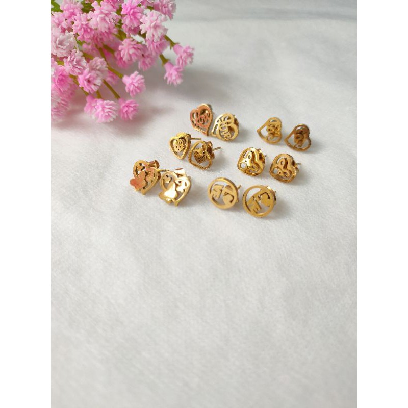 Anting Tusuk Motif Love WanitaZQ2