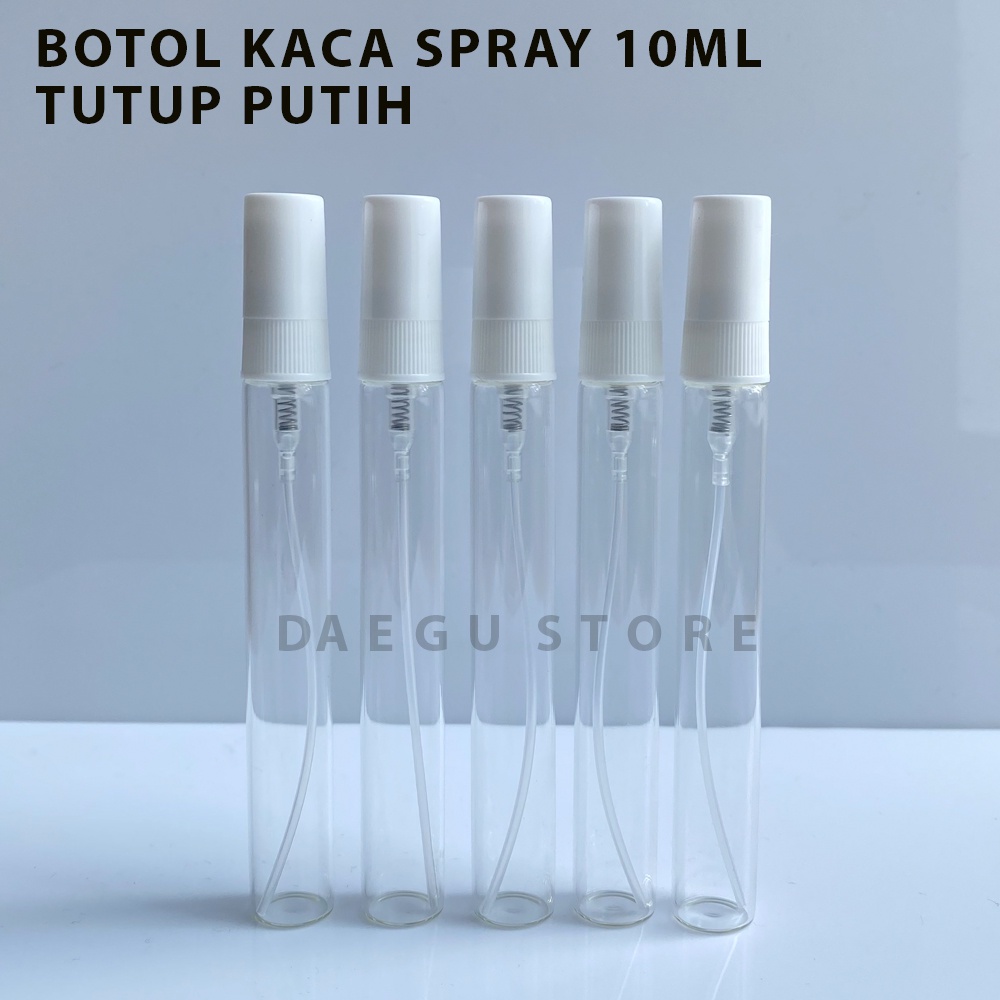 Botol Spray Kaca 10ml Parfum Refill Vial Travel Size Tutup Putih