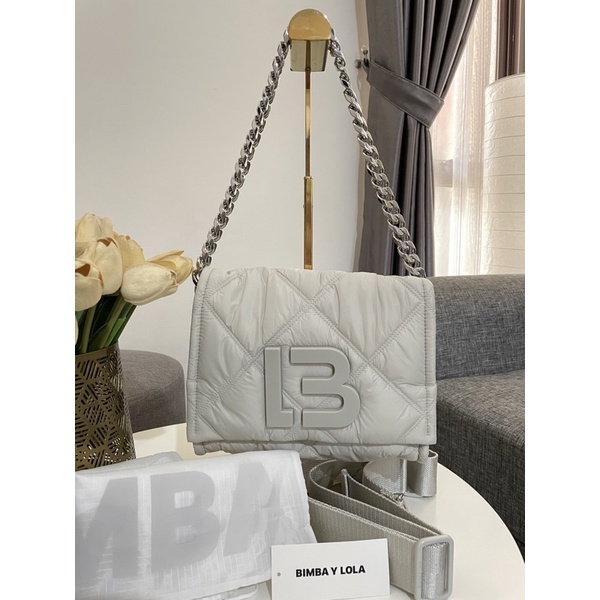 BIMBA Y LOLA MEDIUM FLAP PADDED NYLON CROSSBODY BAG