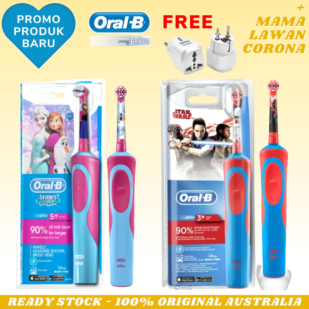 Oral B Vitality Electric Toothbrush Power Precision Sensitive Clean Cross Floss Action Gum Care Pro White Plus // Kids Power Stages 5+ Kid Stage 5 + Sikat Gigi Elektrik Anak // Brush Head Heads Refill Rechargeable Kepala Sikat