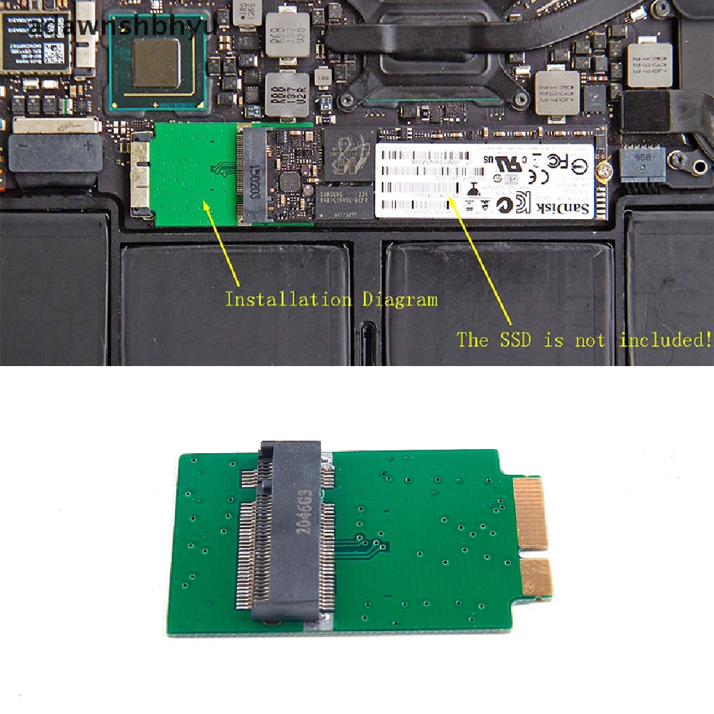 Kartu SSD adawnshbhyu M.2 Ngff12+Papan Adaptor 6pin Untuk MacBook Air2010 2011 A1370 A136