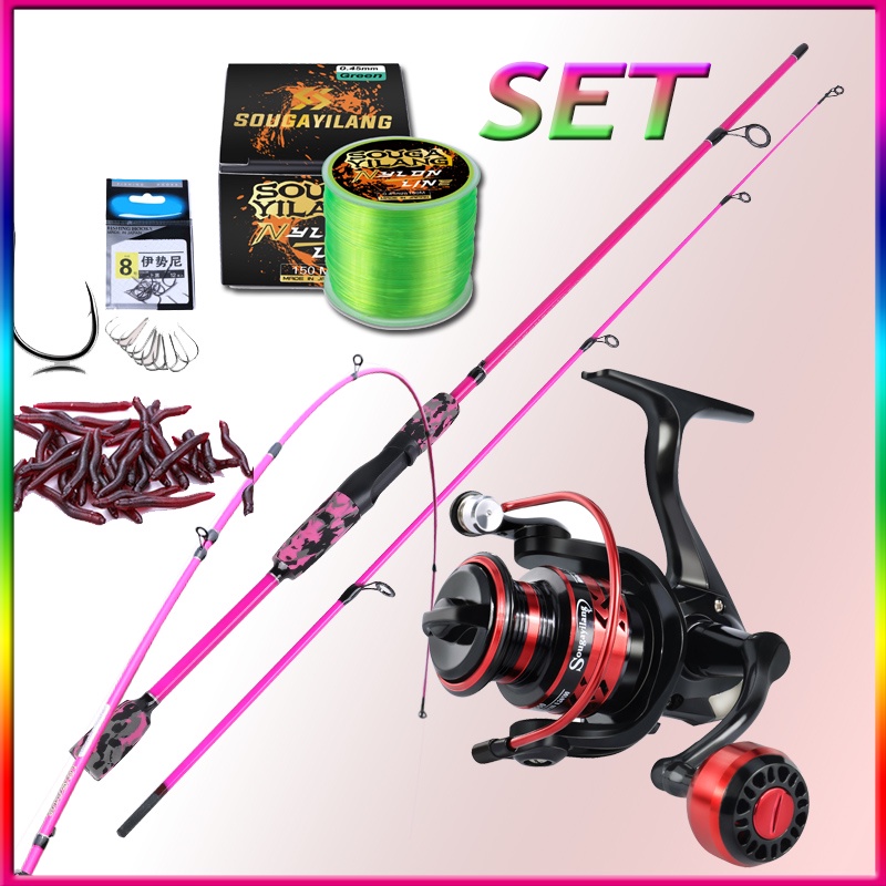Set Joran Pancing 1.8M Spinning Rod With 12BB 5.0:1 Gear Ratio Spinning Fishing Reel Rod  Combo