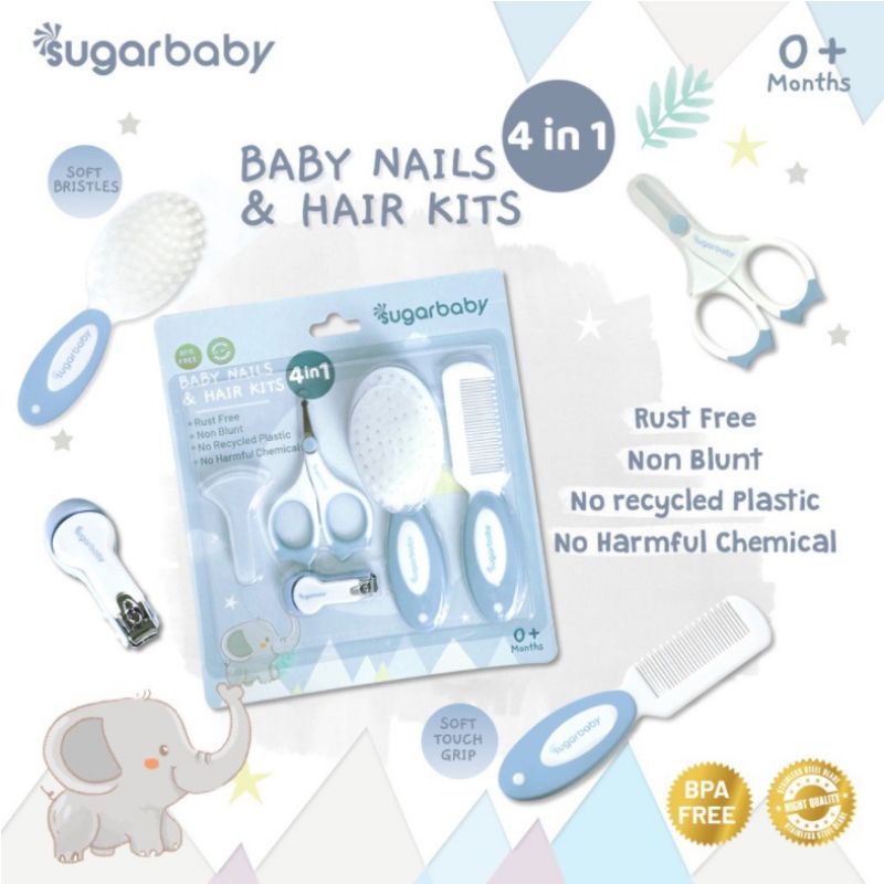 Sugar Baby 4 in 1 Baby Nails &amp; Hair Kits / Grooming Set / Sisir &amp; Gunting Kuku Set