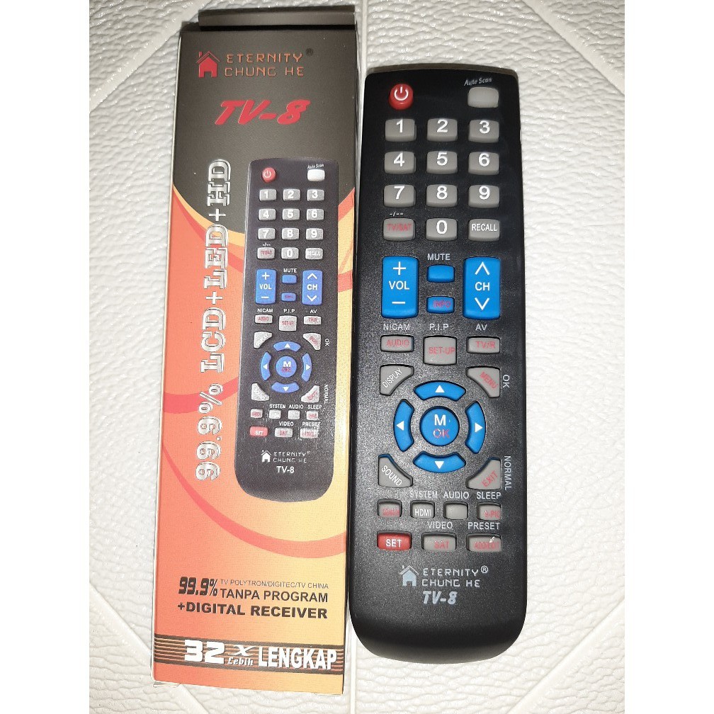 Remot Remote Multi TV Tabung LCD LED +Digital Receiver Parabola TV 8