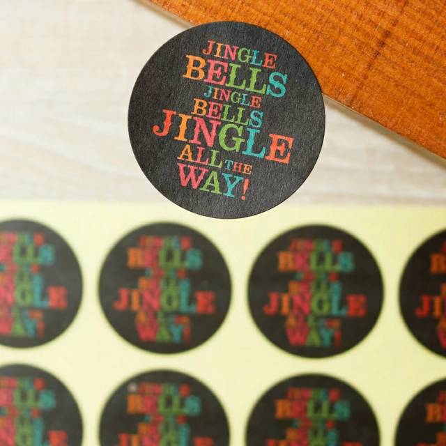 

Sticker Merry Xmas Model Bulat Jingle Bells 1 Lembar 12 PCS