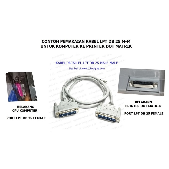 KABEL PARALLEL DB-25 MALE-MALE DB25 M-M LPT PRINTER 4.8 meter RS-232 ieee-1284