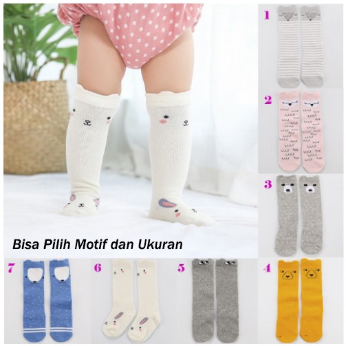 MBA 06 Kaus Kaki Bayi Panjang Anti Slip Karakter Binatang Lucu