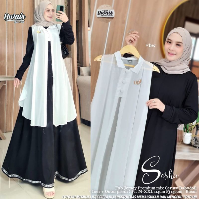 GAMIS SESHA ROMPI MAXY ITYCREPE MIX CERUTY MOTIF POLOS TERBARU