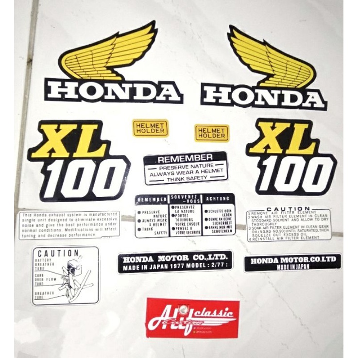 stiker honda xl100 stiker decal honda xl100 set