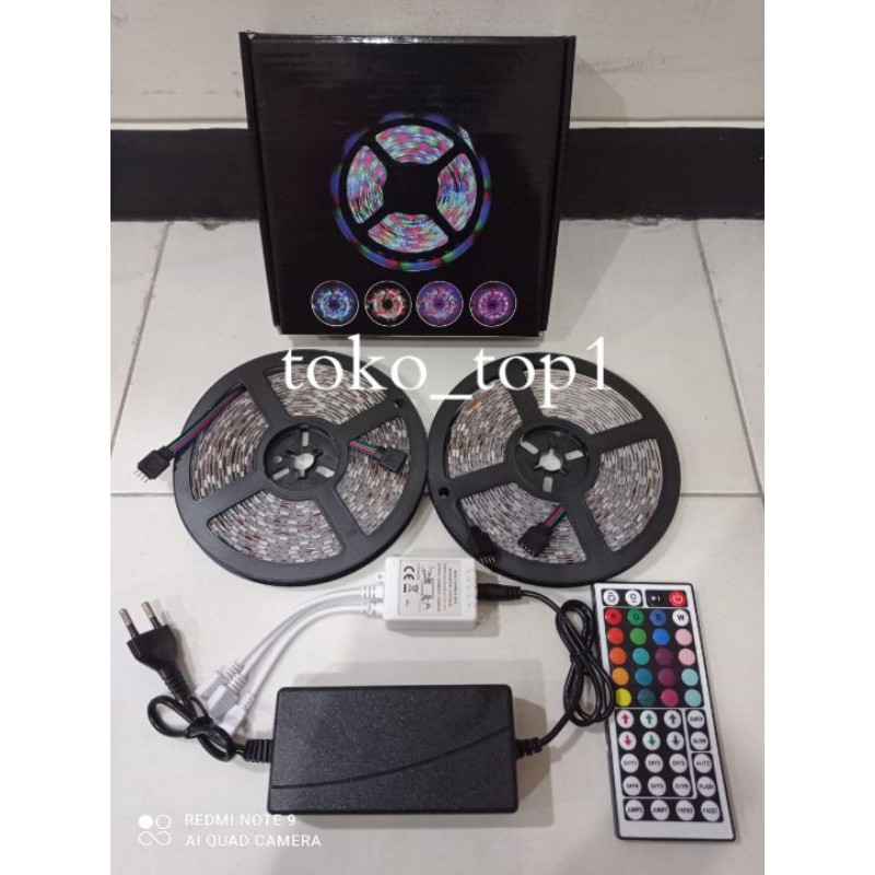PAKET Lampu Led Strip 5050 2835 3528 RGB 5M 10M IP44 IP33 Remot /10m  remot set/lampu strip rgb remot