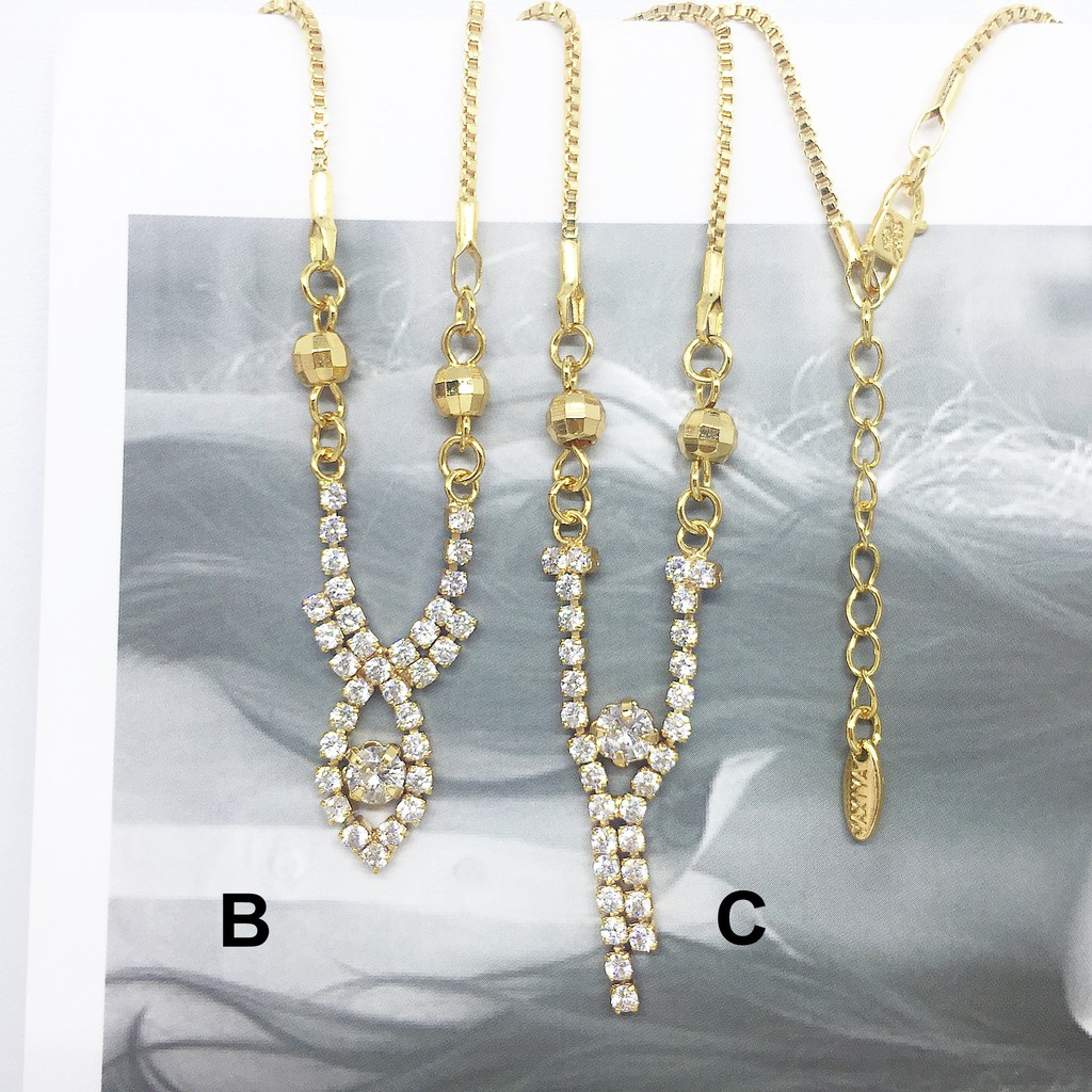 Kalung Koye Bola Bulat Batu Putih Yaxiya Gold Lapis Emas Asli - BN200