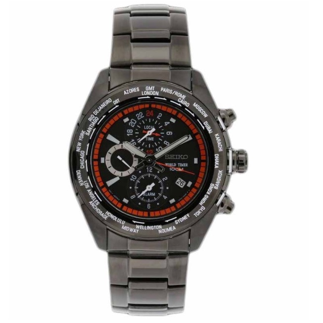 Seiko SPL037P1 Chronograph World Time Black Grey