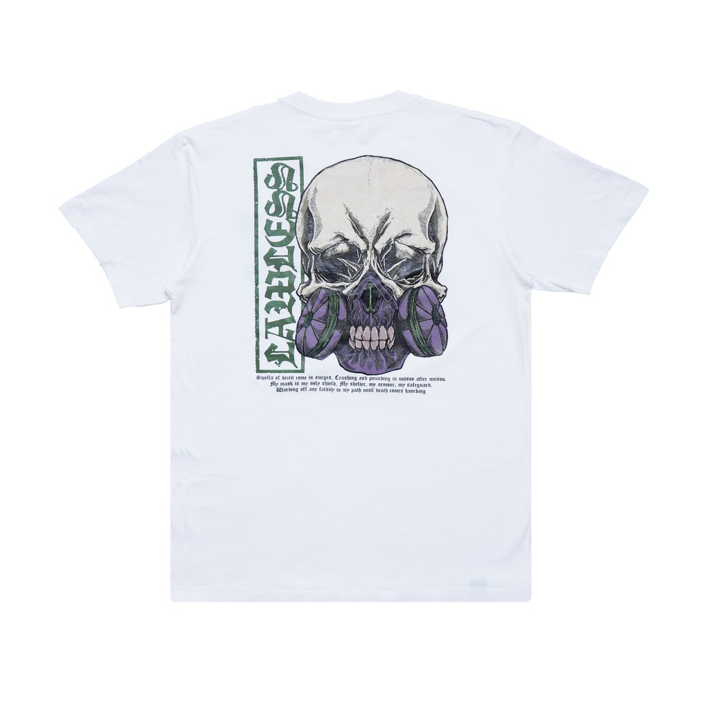 

Lawless - Gas Mask Skull Tshirt - White