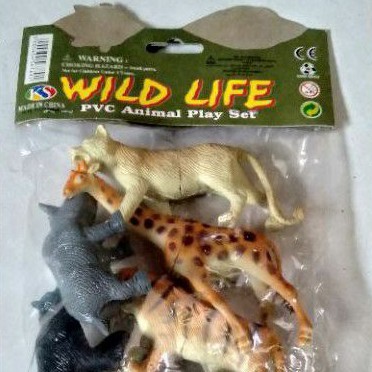 Mainan Binatang karet Wild Life Animal  isi 6pcs binatang