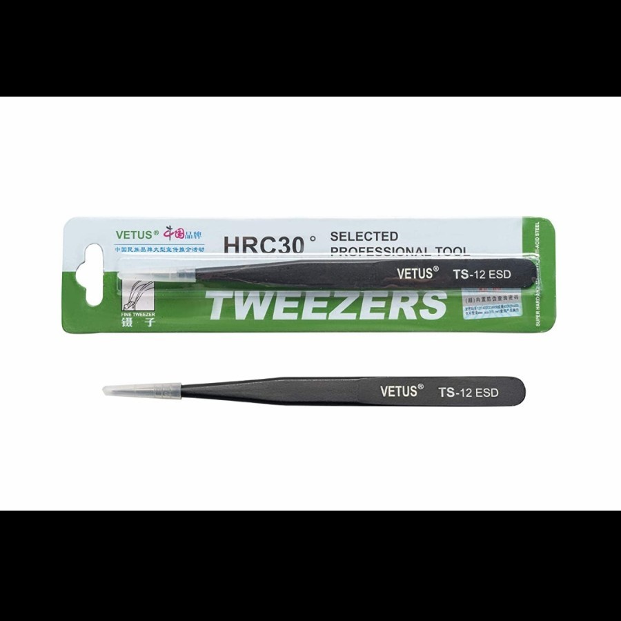 Pinset Lurus Lancip VETUS TWEEZER ESD12/Pinset Runcing Lurus VETUS
