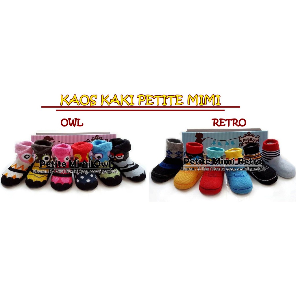 PETITE MIMI SATU BOX ISI 6 / KAOS KAKI BAYI / KAOS KAKI ANAK