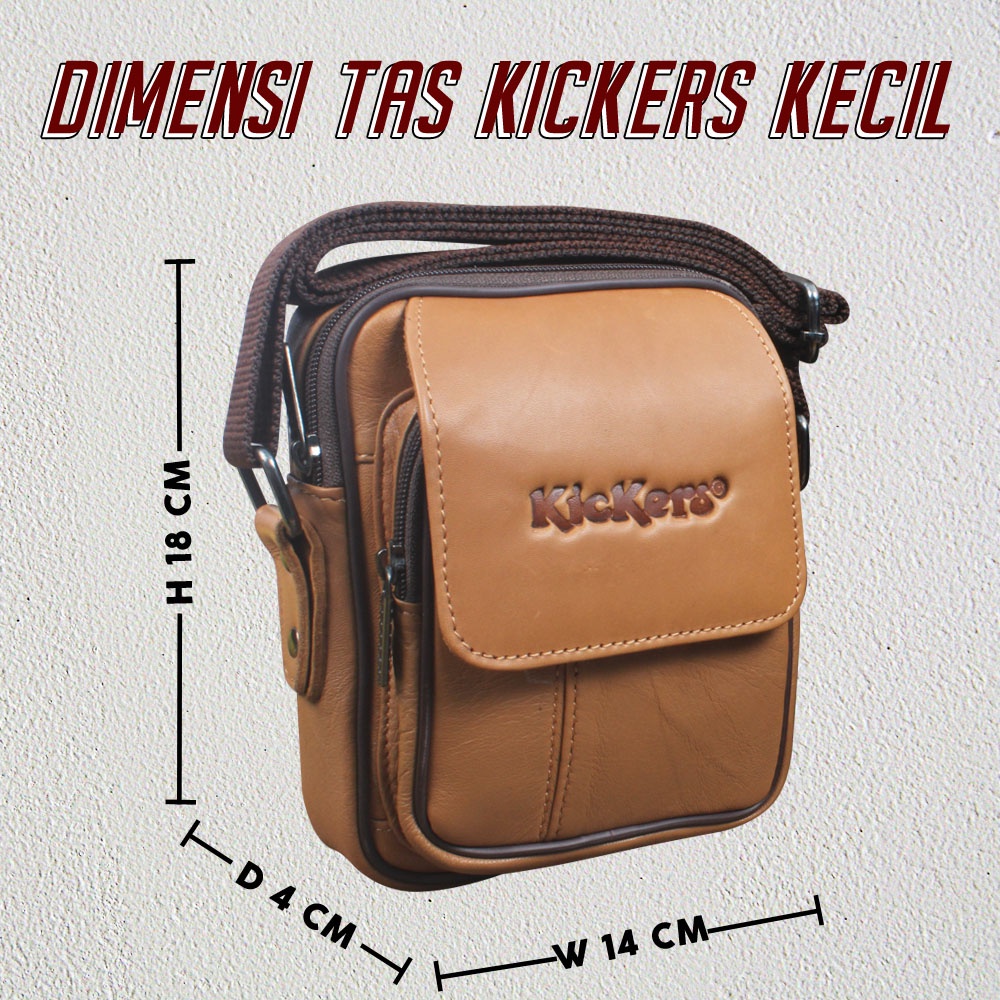 TAS KICKERS KECIL COKLAT KULIT SAPI ASLI 100%