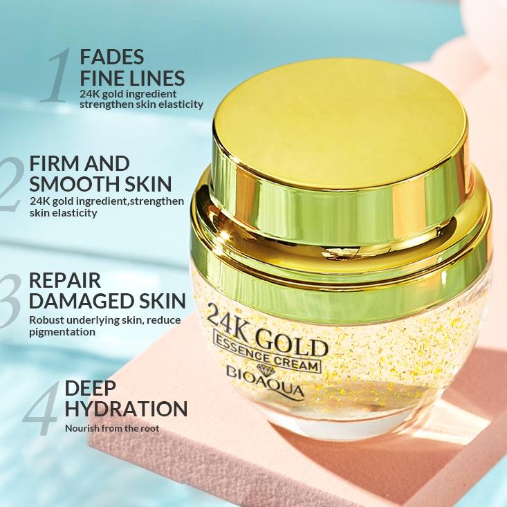 【Free Gift】BIOAQUA Paket Skincare 24k Gold Skin Care Whitening Anti-aging Set With Cleanser/Niacinam