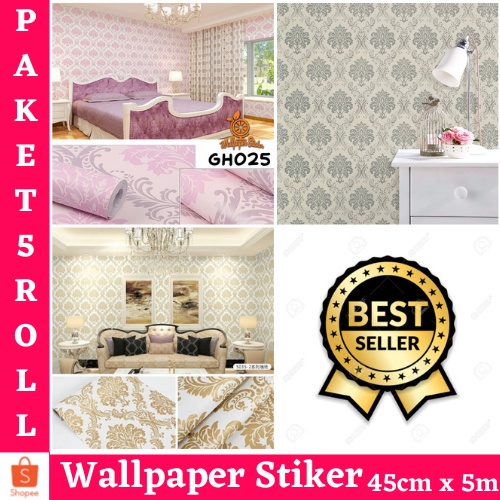 PROMO TERMURAH  WALLPAPER STIKER PAKET HEMAT 5 ROLL WALLPAPER STICKER DINDING/ WALLPAPER RUANG TAMU/ WALLSTICKER/ MOTIF BATIK ELEGANT GH023/GH024/GH025