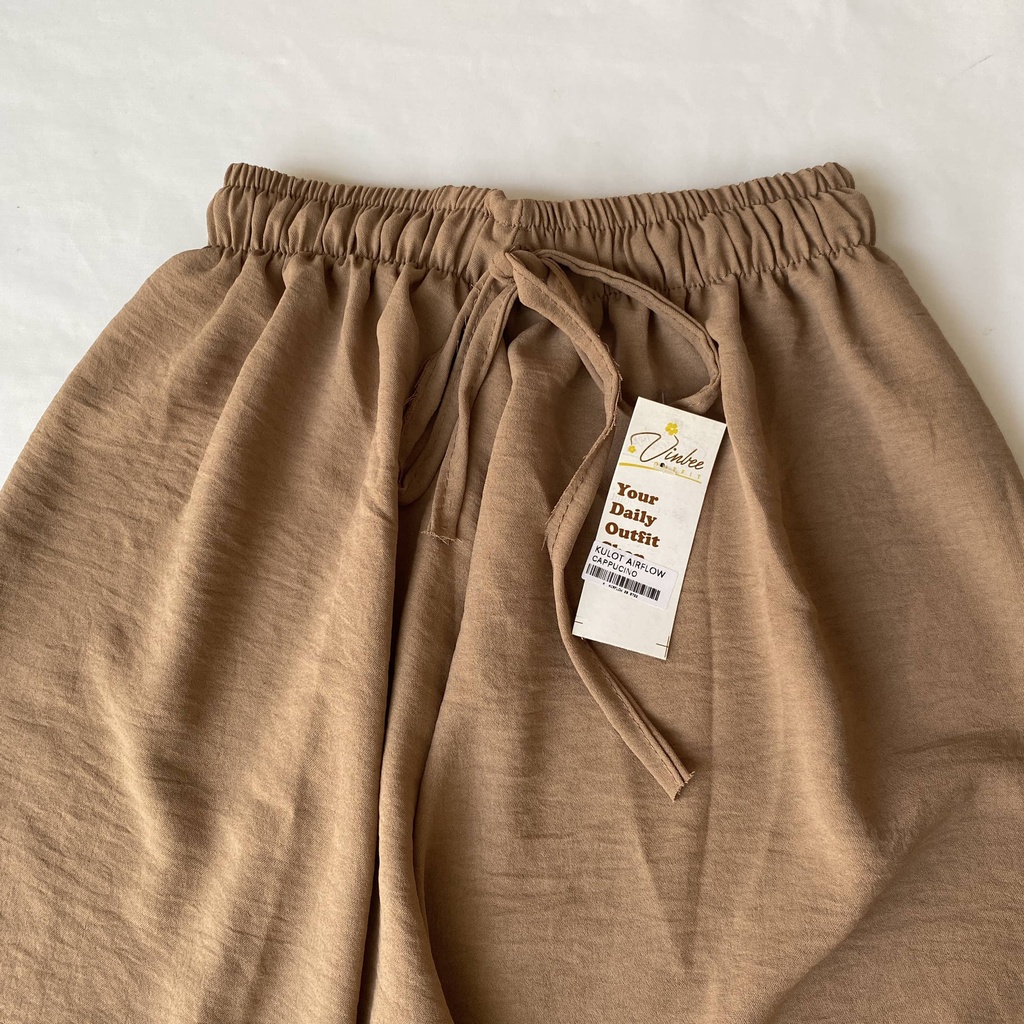VIOLET HIGHWAIST LOOSE PANTS KULOT CRINCLE AIRFLOW-Cappucino