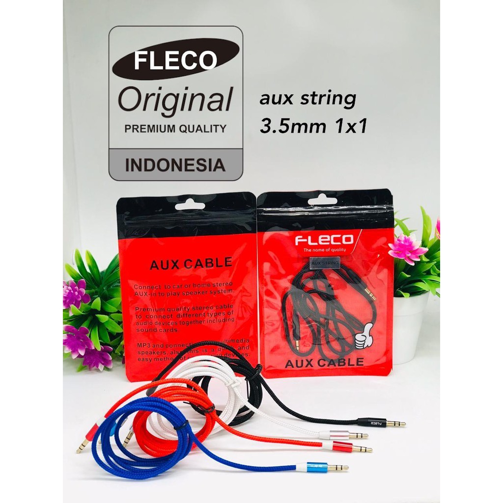 KABEL AUDIO AUX STRING 3.5MM 1X1 ORIGINAL Kabel Aux FLECO 3.5 F410/F450 Audio Cable Speaker Musik original