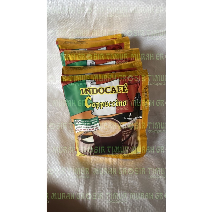 

Kopi Indocafe Cappucino kemasan sachet renceng